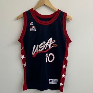 VINTAGE Reggie Miller Champion Navy & Red USA Basketball Jersey with Number 10